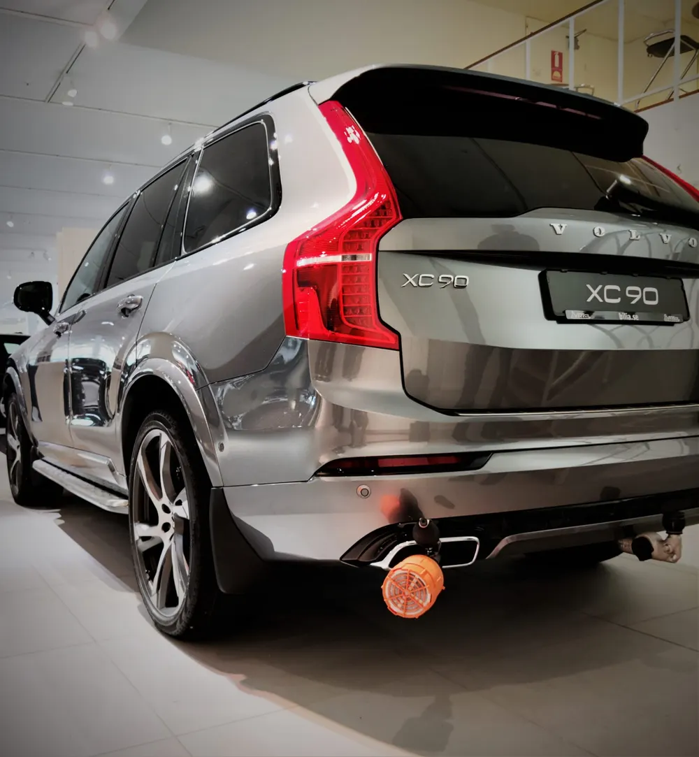 EHC exhaust filter fitted to a car in a workshop